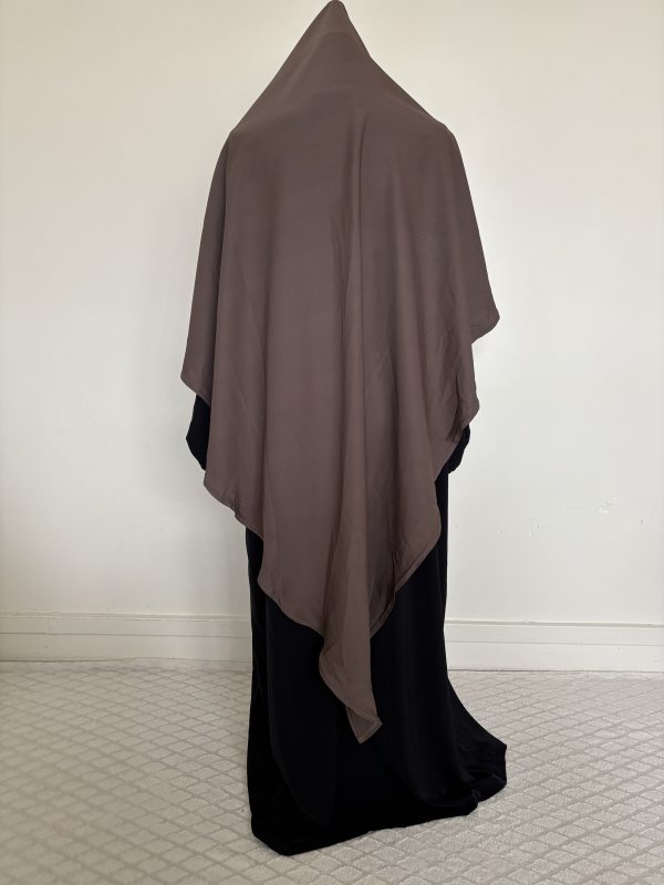 Khimar Soie de Médine Long Marron – Image 3