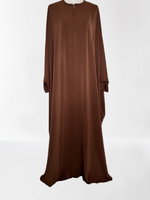 Abaya Farasha Soie de Médine Marron