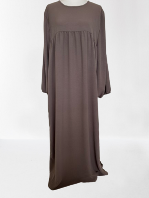 Abaya Jazz Manches Bouffantes Taupe