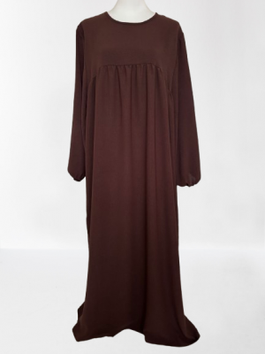 Abaya Jazz Manche Bouffante Marron