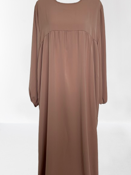 img_8393 Abaya Soie de Médine Manche Bouffante Camel – Image 2