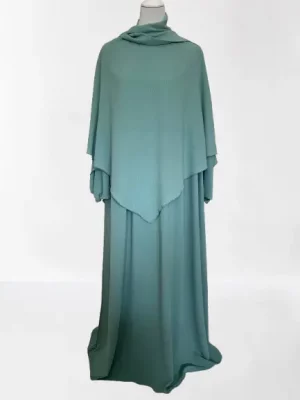 Ensemble abaya khimar bois de rose tissu jazz pas cher pour femme musulmane