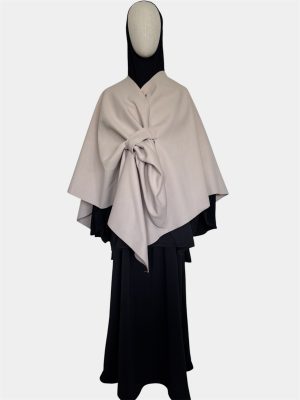cape poncho crème avec noeud