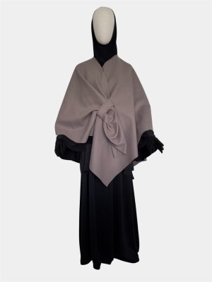 cape poncho taupe avec noeud